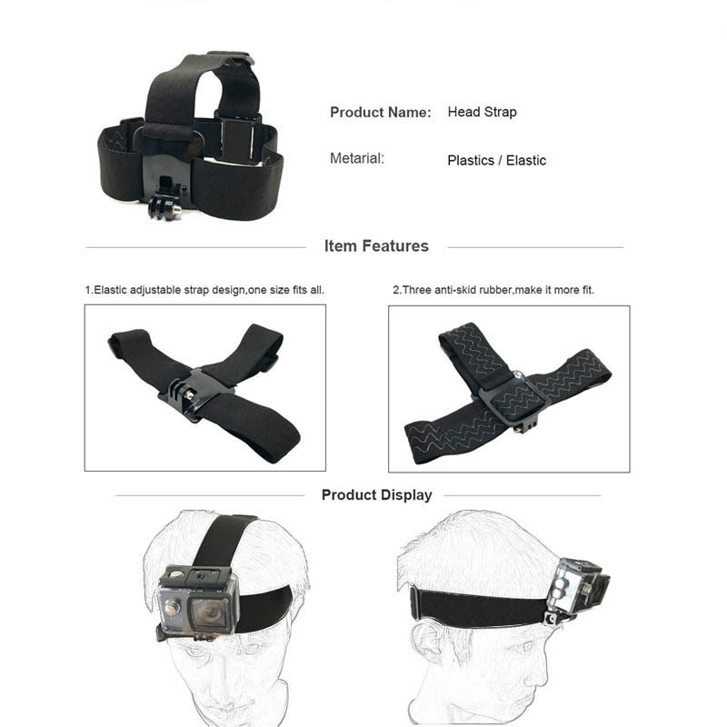 Action camera Accessories Kit for Gopro Hero 9 8 7 6 5 4 Selfie Stick Monopod Mounts for SJCAM SJ4000 Tripod for Yi 4K EKEN H9R